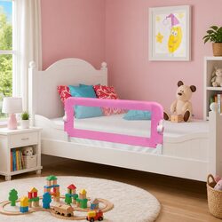 Toddler Safety Bed Rail Pink 120x42 cm Foldable Guard Protection Sleep Child
