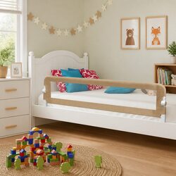 Taupe Foldable Toddler Bed Rail 180x42cm for Safe Sleep
