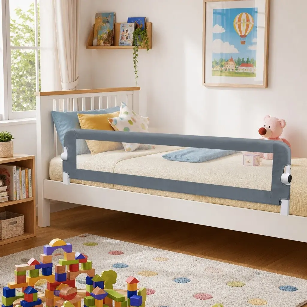 Toddler Safety Bed Rail 180x42 cm Foldable Protective Guard