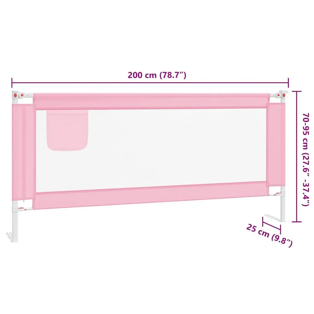 Toddler Bed Rail 200x25 cm Pink Fabric Protection Guard