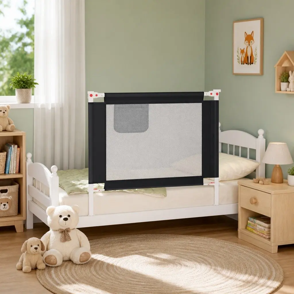 Toddler Bed Rail 100x25cm Adjustable Height Grey Safety Protection Falling Guard
