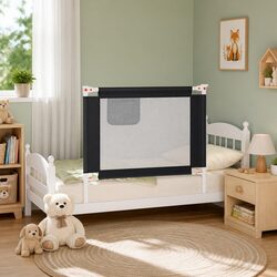 Toddler Safety Bed Rail Grey Adjustable Height Protection Falling Guard 100x25cm