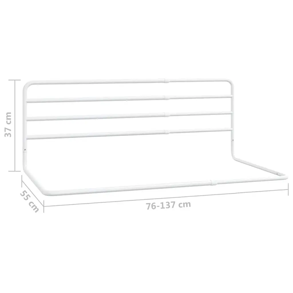 Toddler Bed Safety Guard Adjustable Width 76-137cm Iron White Protection Rail