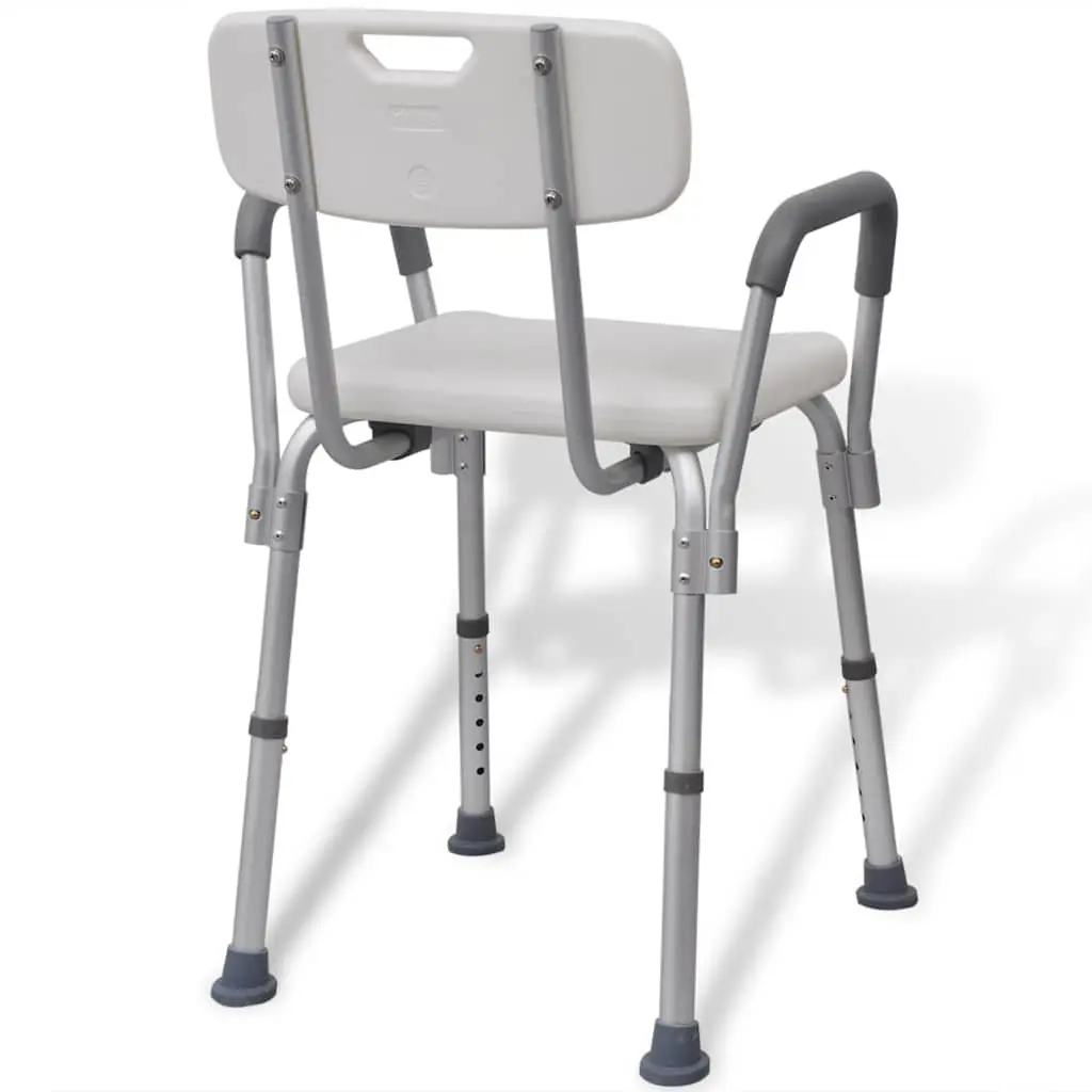 Adjustable Height Shower Seat White Mobility Support Bathing Chair for Elderly
