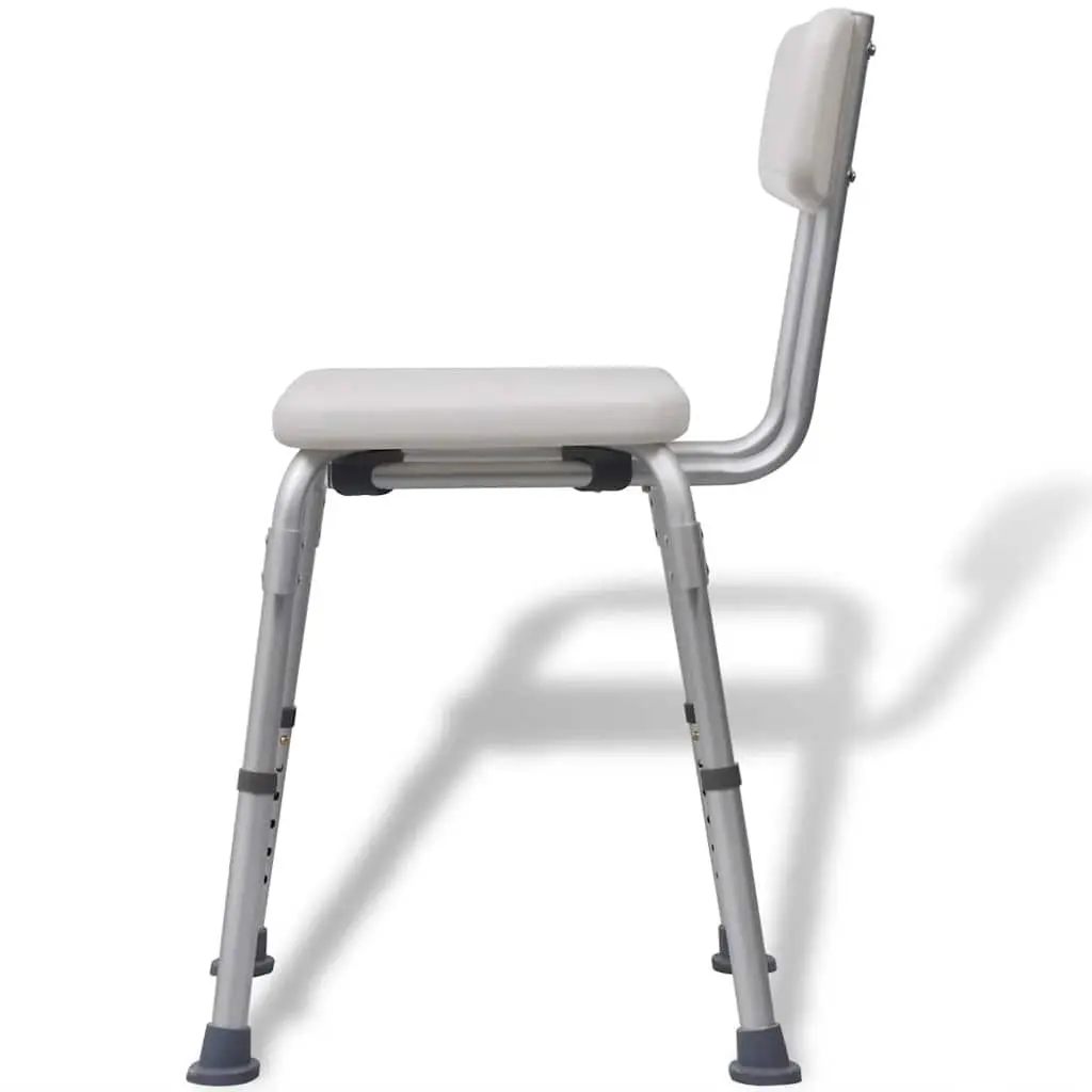Adjustable Height Shower Seat White Mobility Support Bathing Chair for Elderly