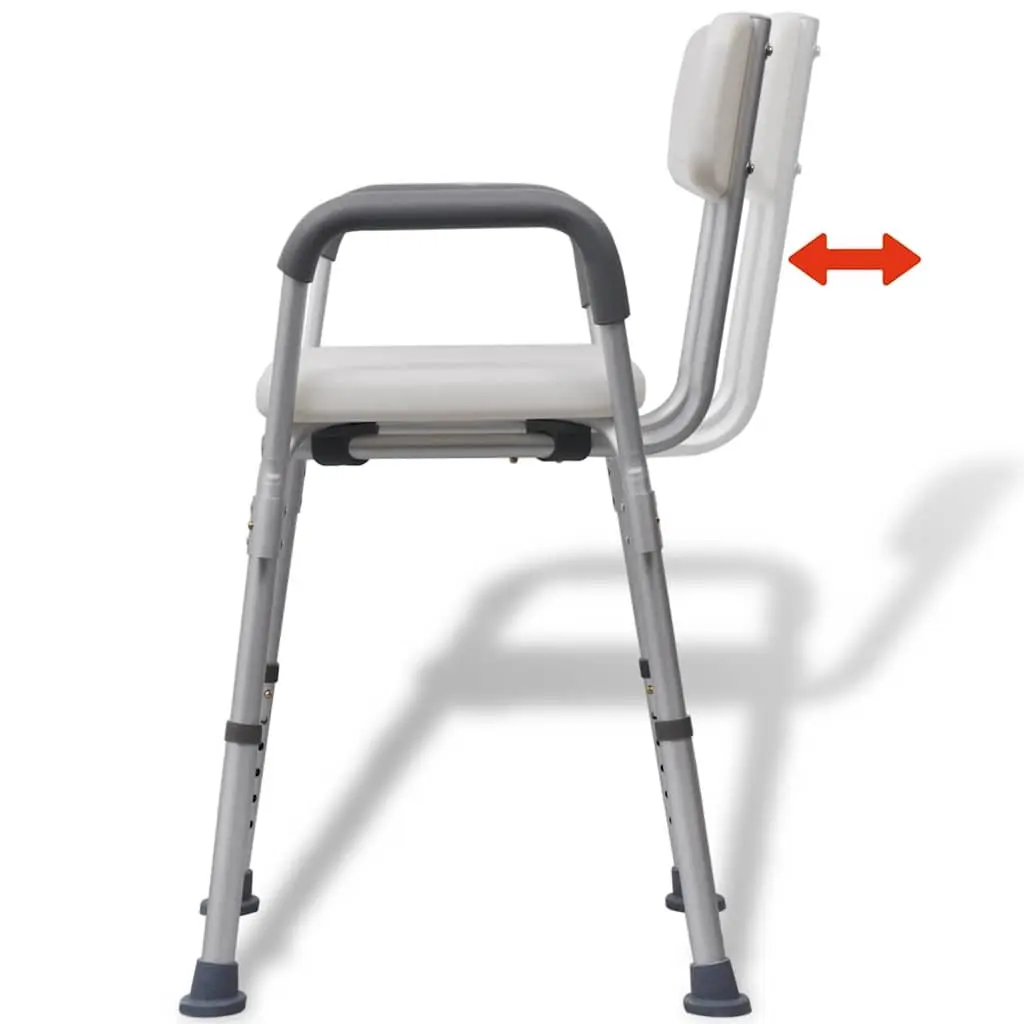 Adjustable Height Shower Seat White Mobility Support Bathing Chair for Elderly