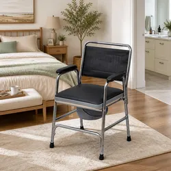 Black Bedside Commode Chair for Enhanced Mobility