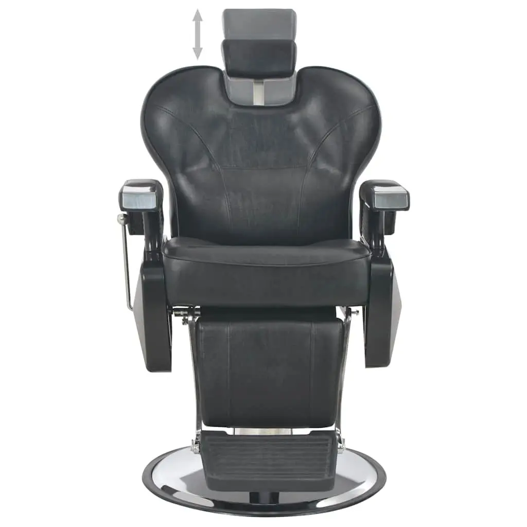 Barber Chair Black Faux Leather Adjustable Headrest Footrest 360 Degree Rotatable Seat