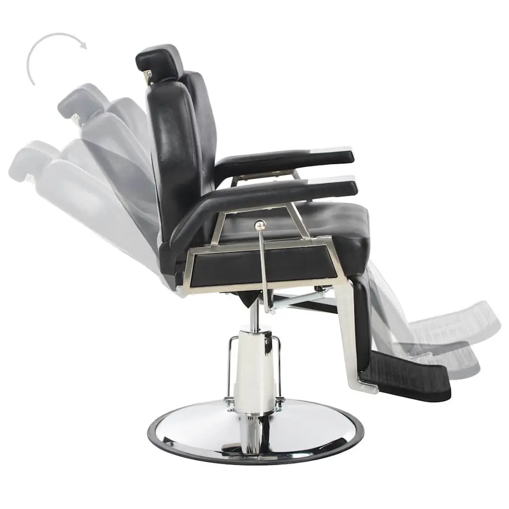 Black Barber Chair Rotatable Seat Adjustable Headrest and Footrest for Salon Use