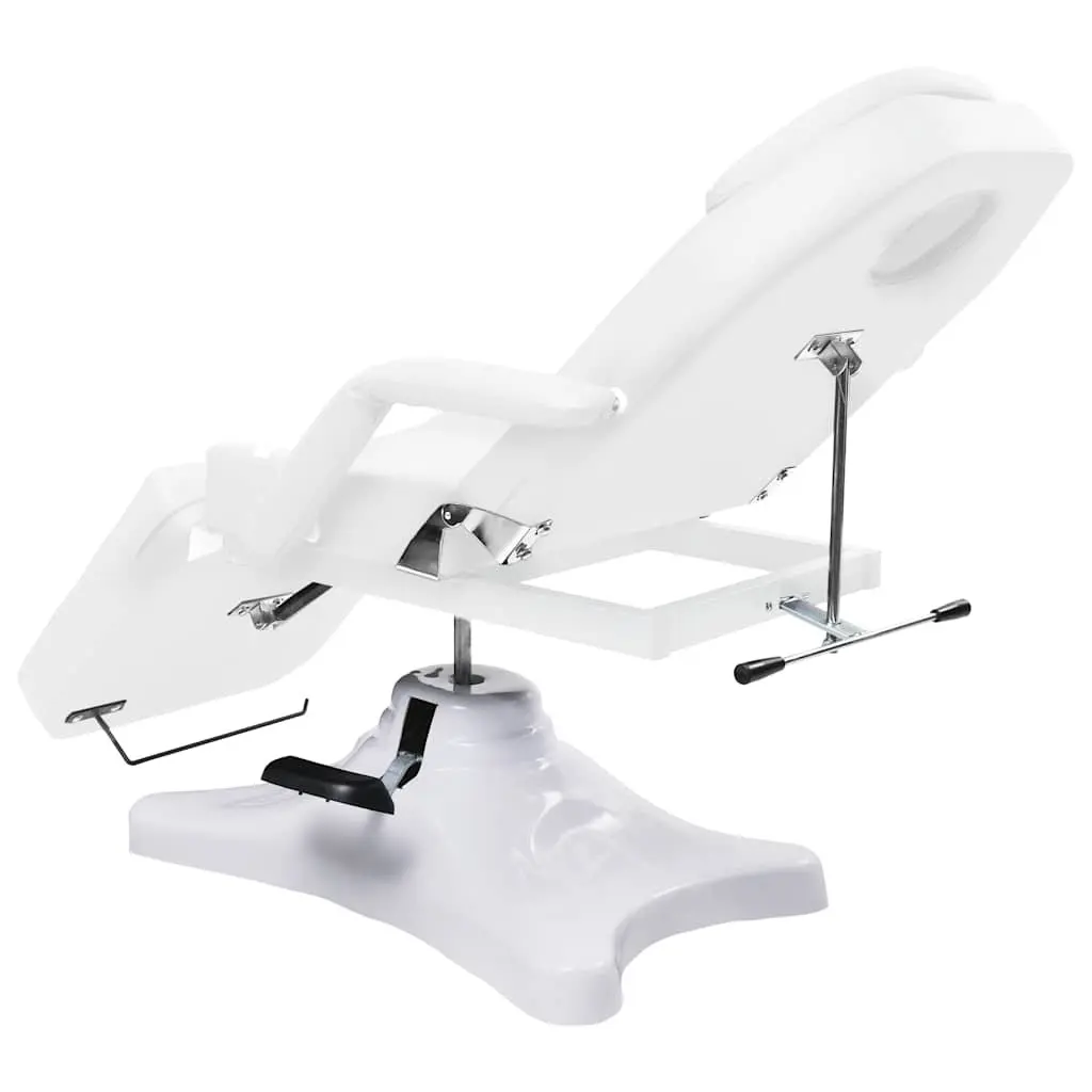 Massage Table 180x62cm Adjustable Height White with Removable Armrests and 360-Degree Rotation for Beauty Treatments