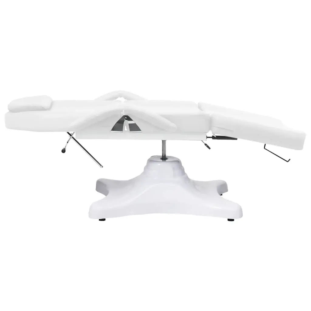 Massage Table 180x62cm Adjustable Height White with Removable Armrests and 360-Degree Rotation for Beauty Treatments