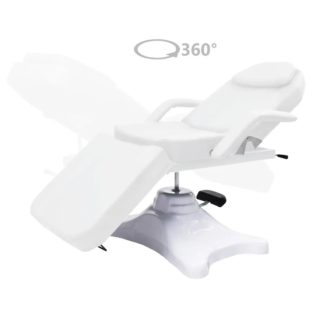 Massage Table 180x62cm Adjustable Height White with Removable Armrests and 360-Degree Rotation for Beauty Treatments