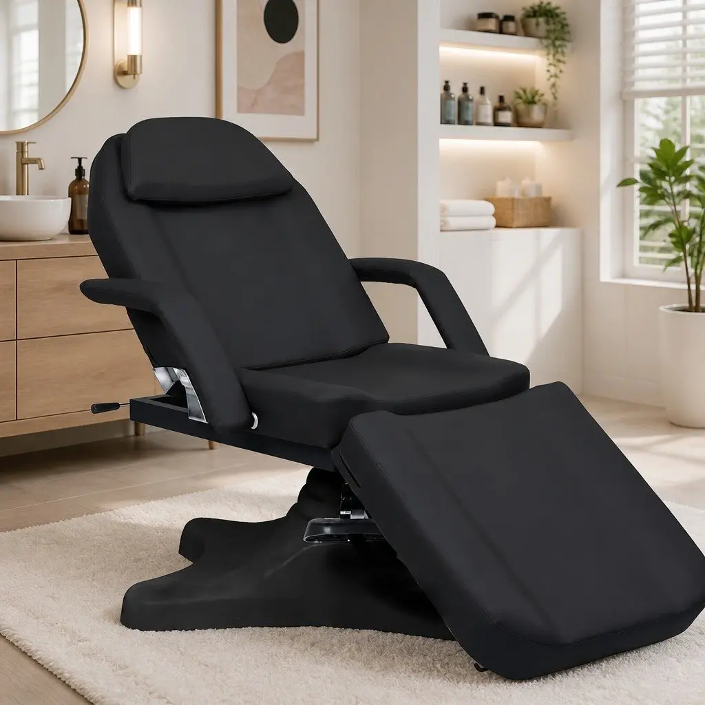 Massage Table 180cm Adjustable Black Rotating 360 Degree for Beauty Treatment Salon