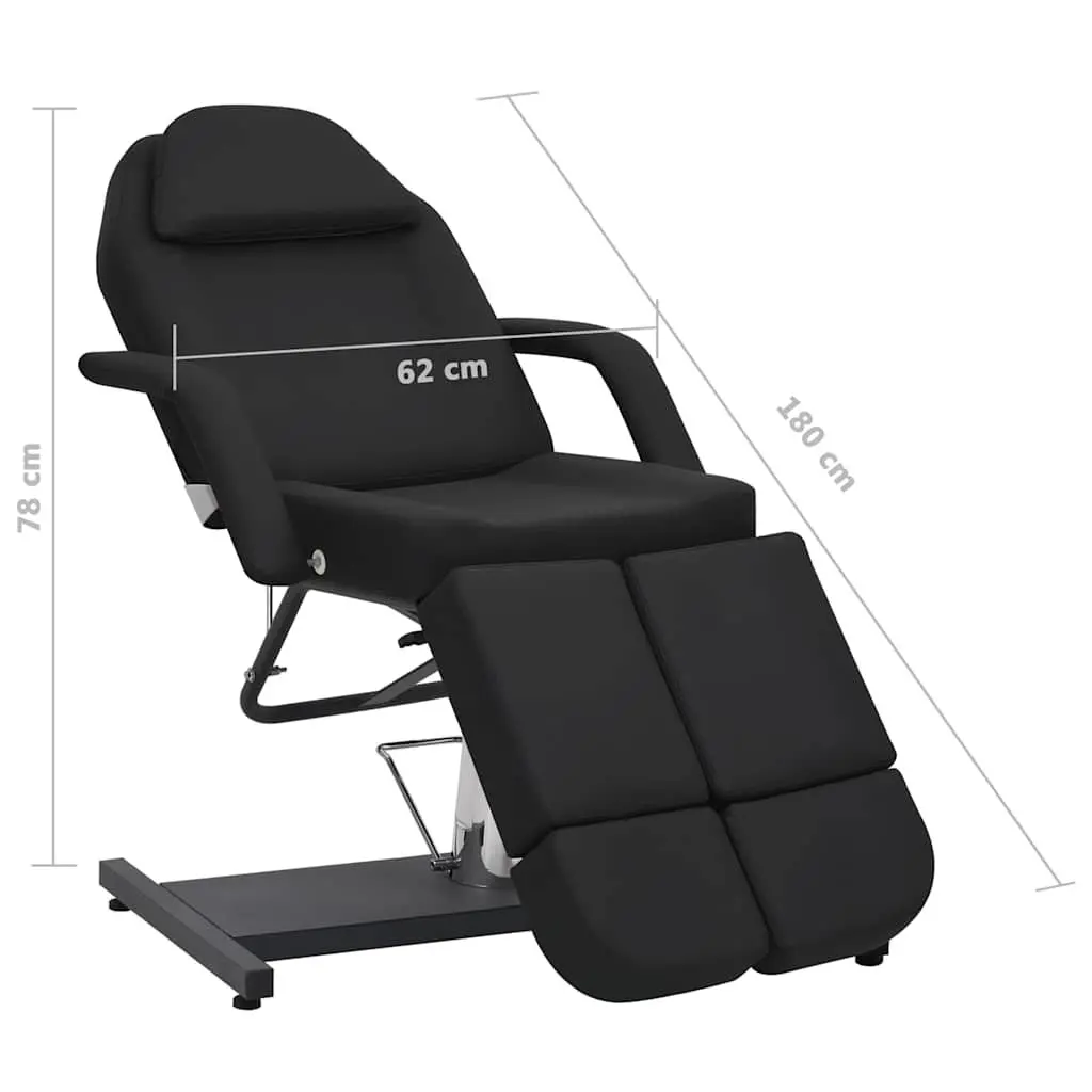 Beauty Treatment Chair Black Faux Leather Adjustable Backrest 360 Degree Rotation