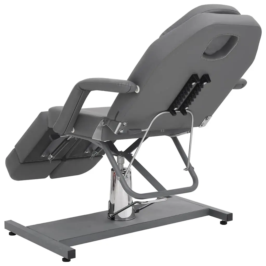 Beauty Treatment Chair Grey Faux Leather Adjustable Backrest 360 Degree Rotating