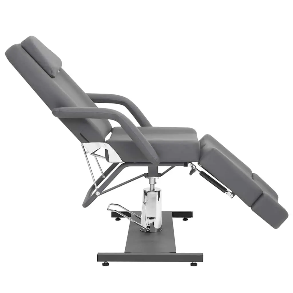 Beauty Treatment Chair Grey Faux Leather Adjustable Backrest 360 Degree Rotating