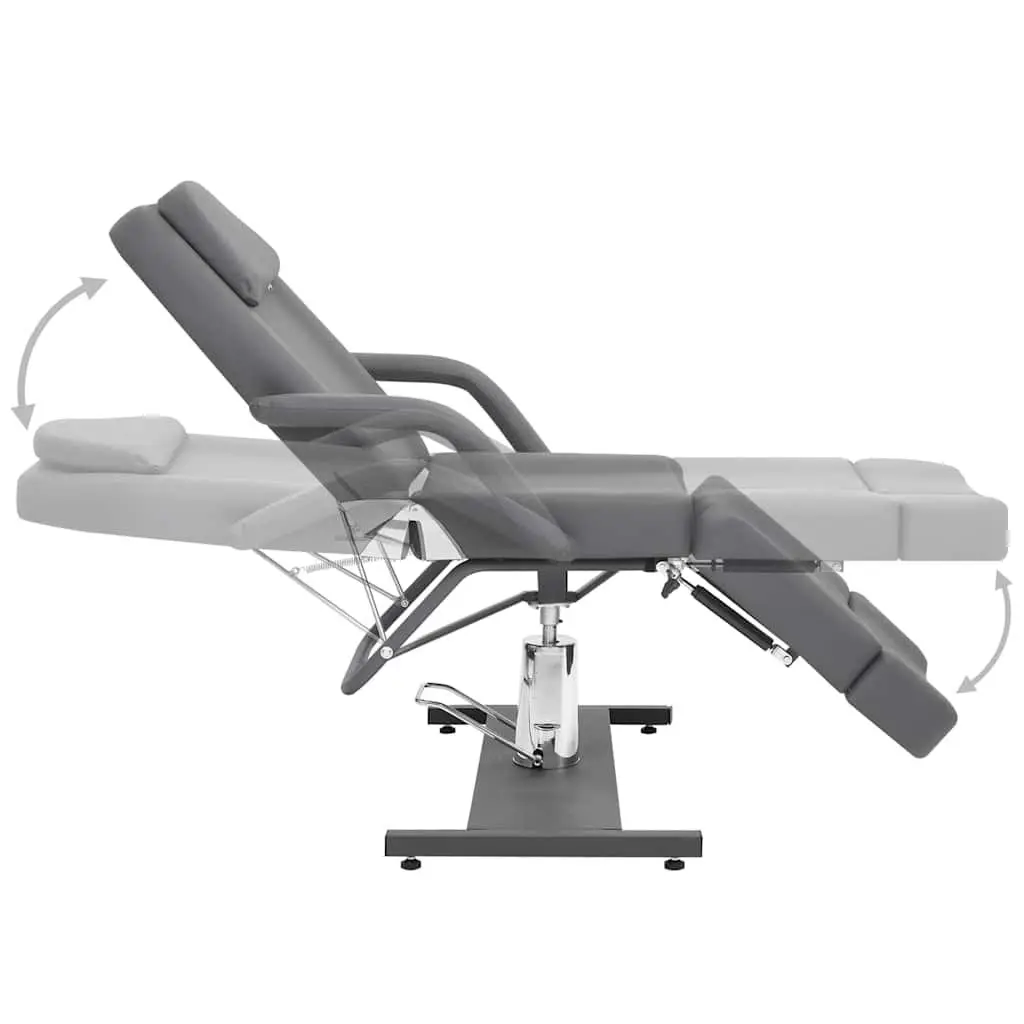 Beauty Treatment Chair Grey Faux Leather Adjustable Backrest 360 Degree Rotating