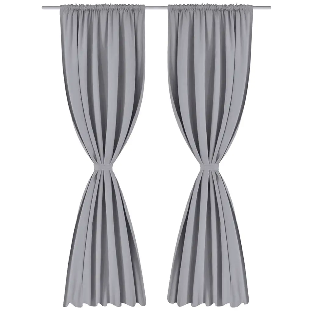 Grey Slot-Headed Blackout Curtains 135x245cm Privacy Light-Blocking Window