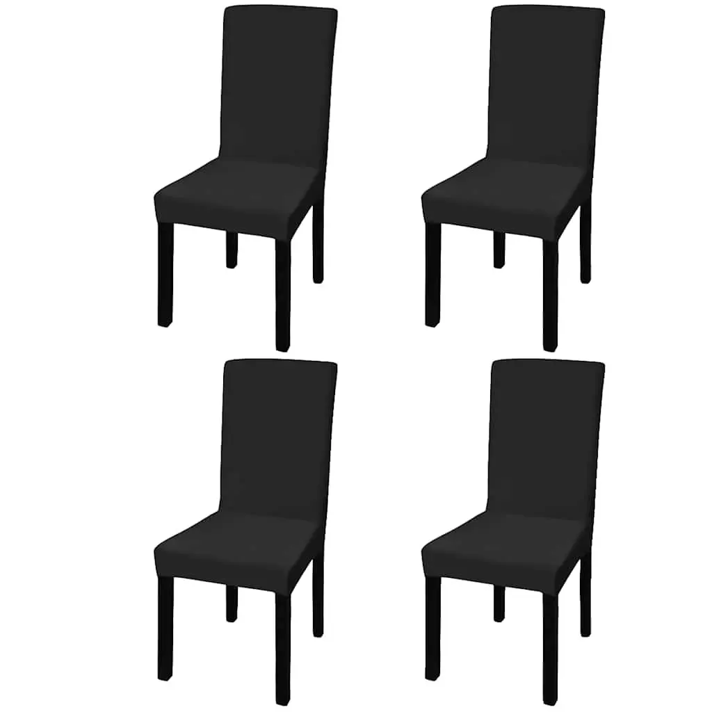 Chair Cover 4 Piece Black Stretchable Soft Wrinkle Resistant