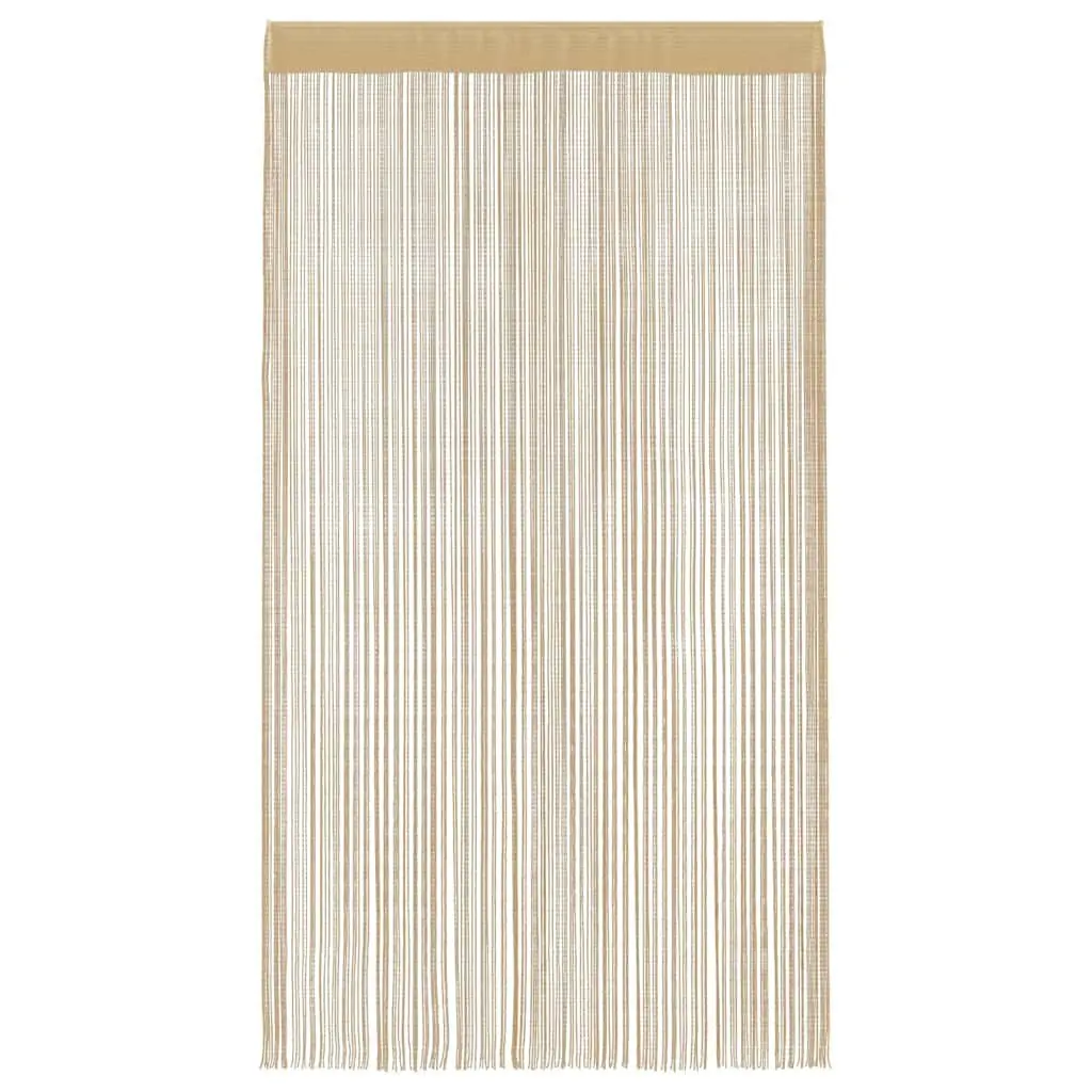 String Curtains 2 pcs 140x250 cm Beige Window Door Room Divider Drapes