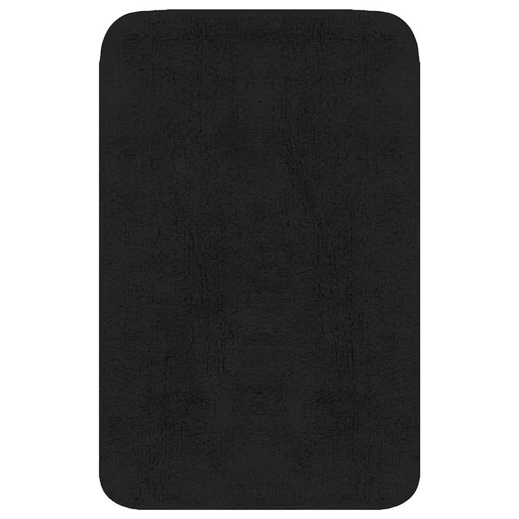 Bathroom Mat Set 3 Pieces Anthracite Cotton Non-Slip Bath Rug Pedestal Toilet Lid Cover