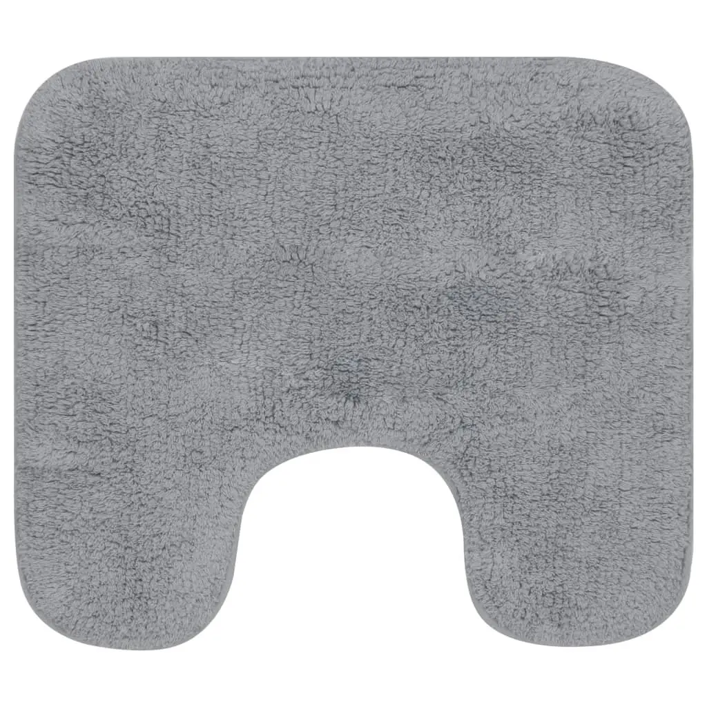 Bathroom Mat Set 3 Pieces Grey Cotton Anti-Slip Water Absorbent