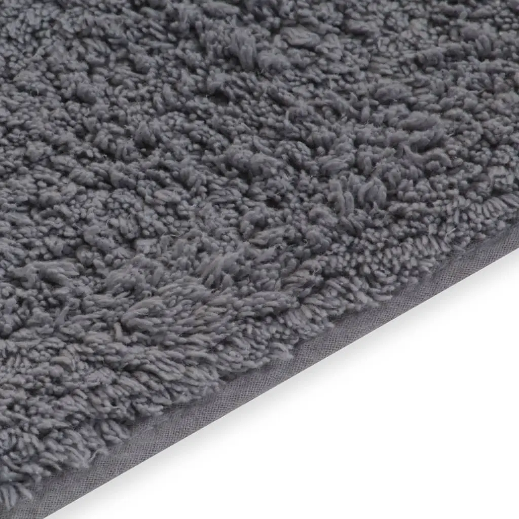 Bathroom Mat Set 2 Pieces Grey Non-Slip Water Absorbent Cotton Floor Rug