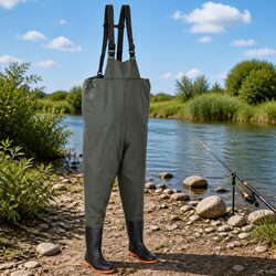 Chest Wading Pants with Attached Boots Fishing Waders Green Size 44