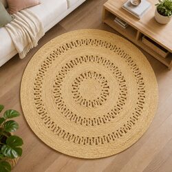 Handmade Braided Jute Area Rug 90cm Brown Natural Fiber Carpet Home Decor
