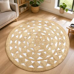Stylish Brown Round Jute Area Rug for Cozy Spaces