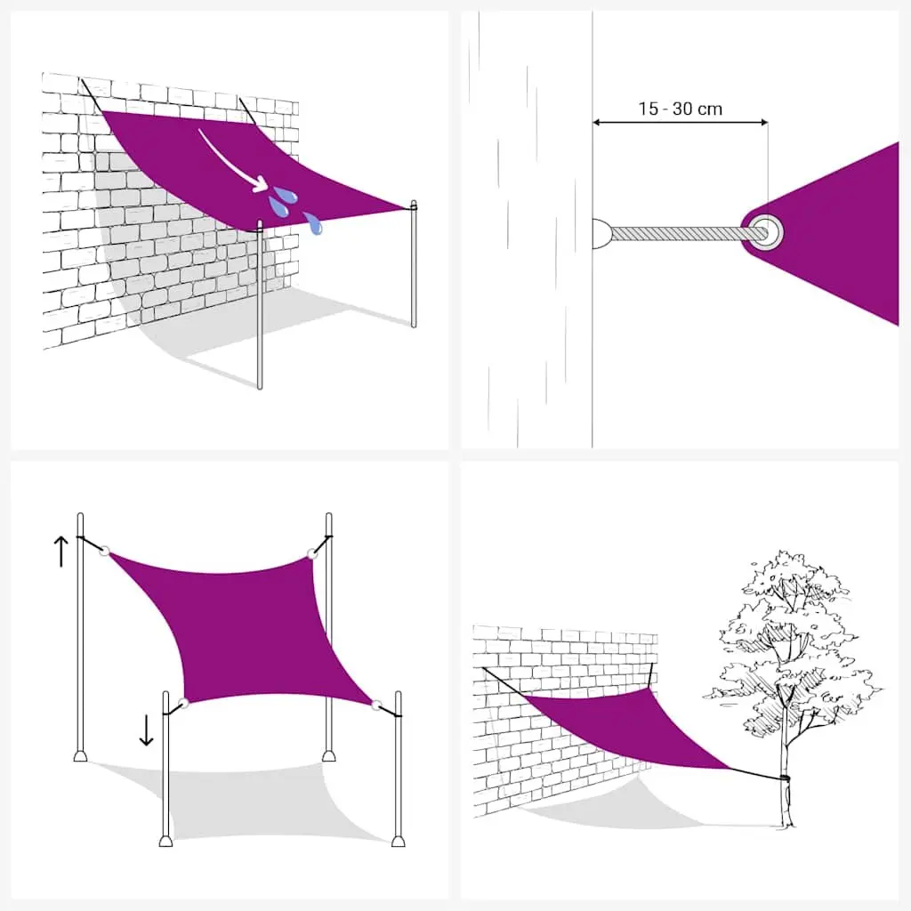 Rectangular Sunshade Sail 3x6 m Mould and UV Resistant PU Coated Oxford Fabric Anthracite