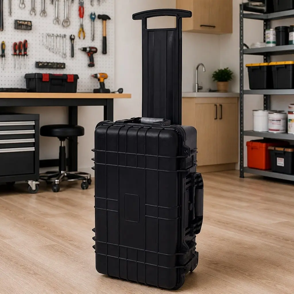 Wheeled Tool Case Black Pick Pluck Foam Rugged Watertight Dust-proof Crush-proof