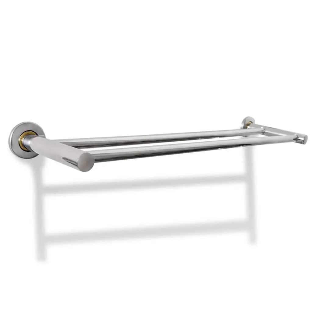 Wall Mounted Towel Rack 2 Tubes Stainless Steel Silver Bathroom Storage Bar