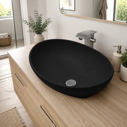 Elevate Your Bathroom with a Black Oval Ceramic Sink