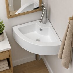 Stylish White Ceramic Basin Sink for Any Bathroom 45x32x12.5cm
