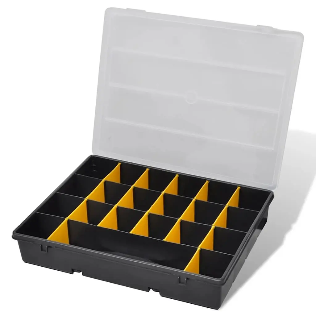 Storage Box Set of 6 Black Compartment Organizer for Small Parts