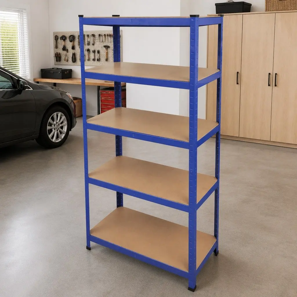 5-Layer Storage Shelf Heavy Duty Steel Frame Adjustable Engineered Wood Blue