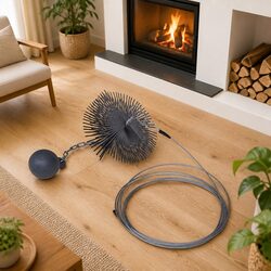 Round Chimney Cleaning Brush 25cm Diameter with Eyelet Thread Ball Chain
