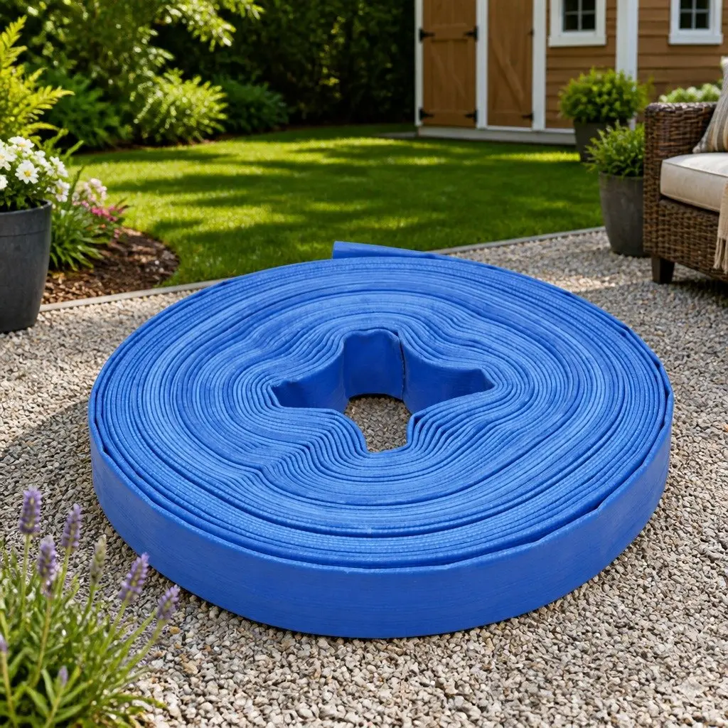 Flat Hose 25 m 1" PVC Weather Resistant for Water Pump Installation Garden Plumbing