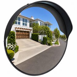Convex Traffic Mirror PC Plastic Black 30cm Outdoor Road Safety Security Blind