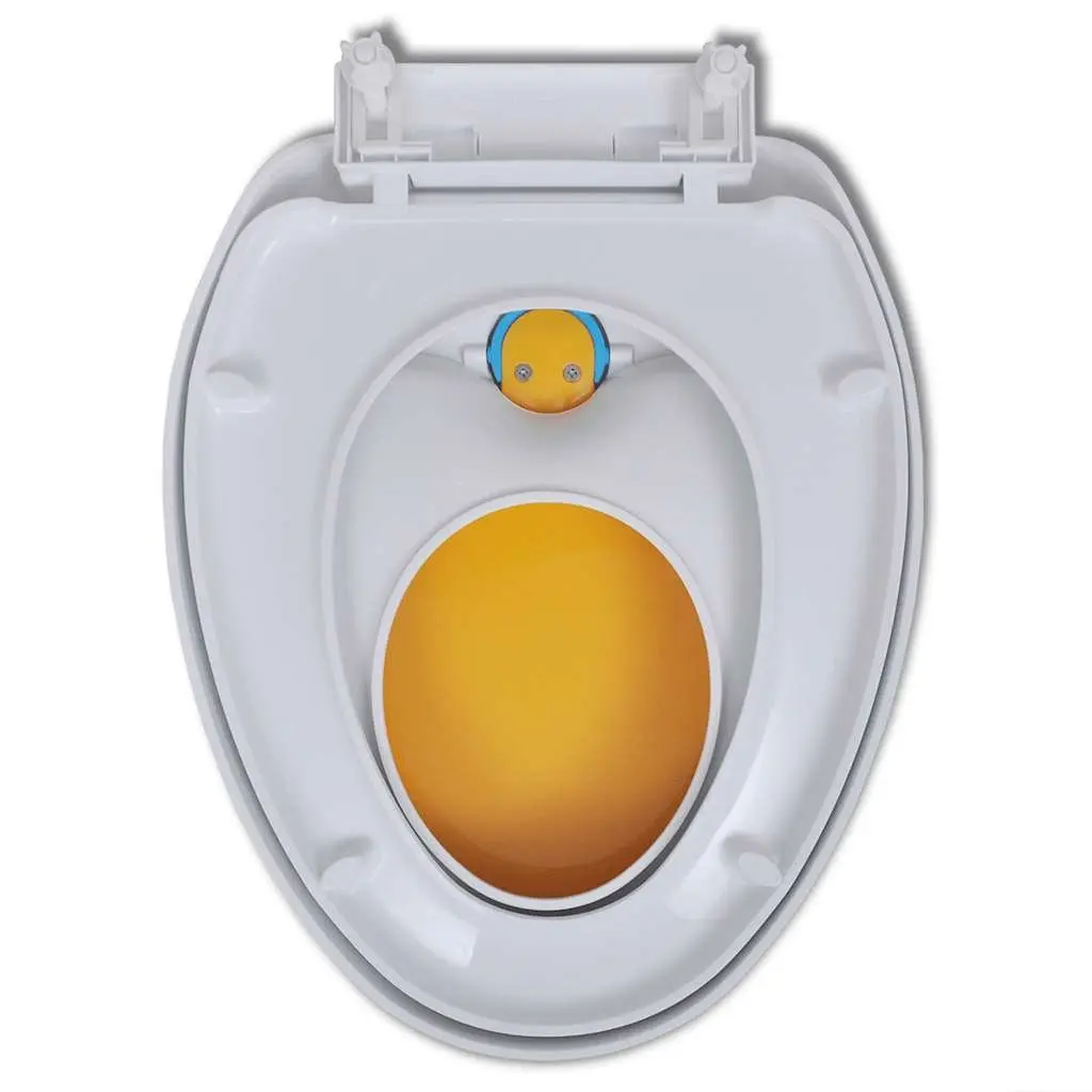 Soft-Close Toilet Seat Yellow White Adults Children Family Bathroom Dual Size