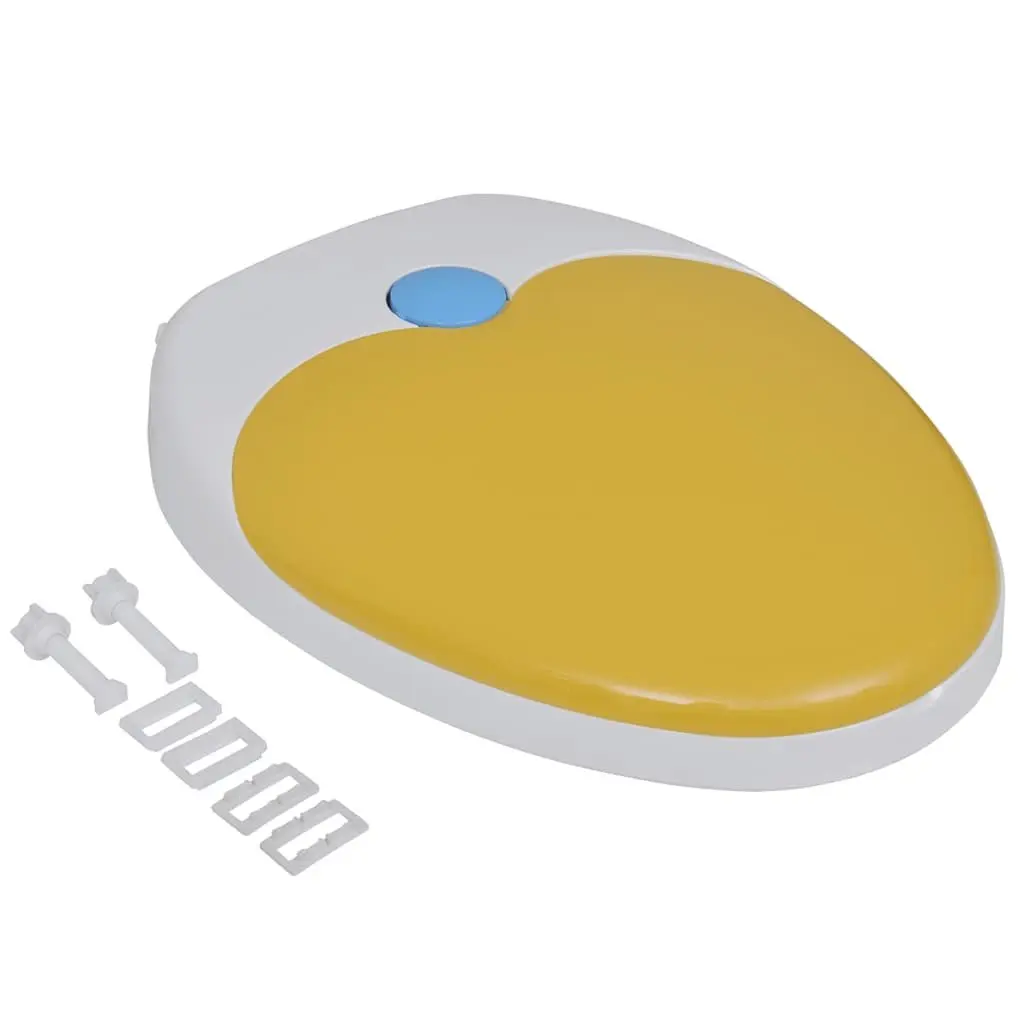 Soft-Close Toilet Seat Yellow White Adults Children Family Bathroom Dual Size