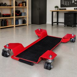 Red Motorcycle Dolly Centre Stand for an Organized Garage
