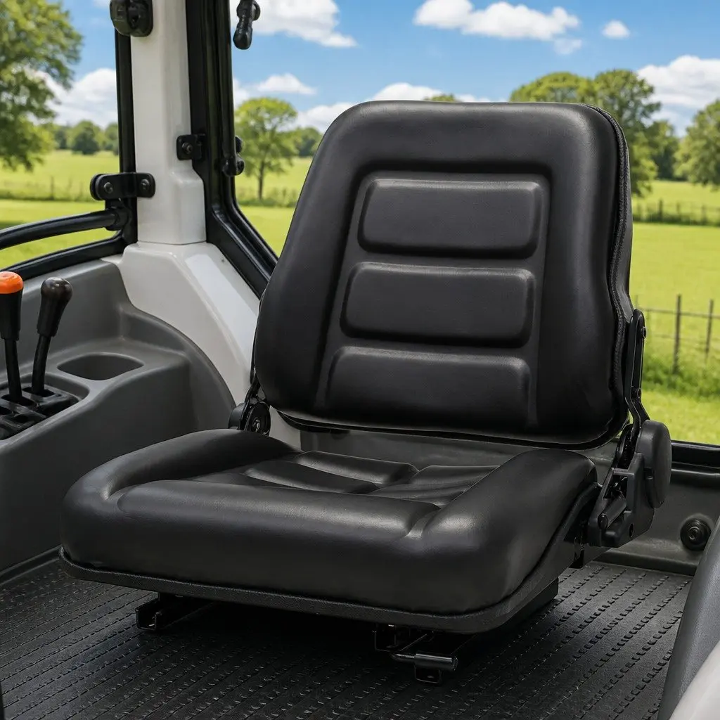 Tractor Forklift Seat Black Adjustable Backrest Heavy Duty Padded