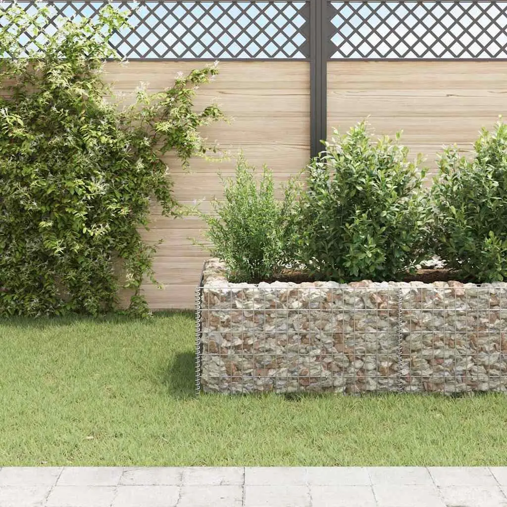 Gabion Raised Bed Garden Planter Border Box 360x90x50cm Welded Mesh Galvanised Steel Silver