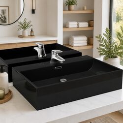 Elegant Black Ceramic Washbasin for Bathrooms
