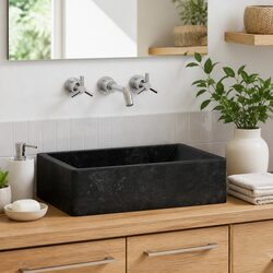 Stylish Marble River Stone Bathroom Sink 45x30x12 cm