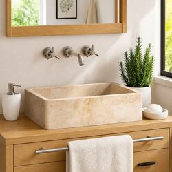 Transform Your Space with a Cream River Stone Basin 45x30x12cm