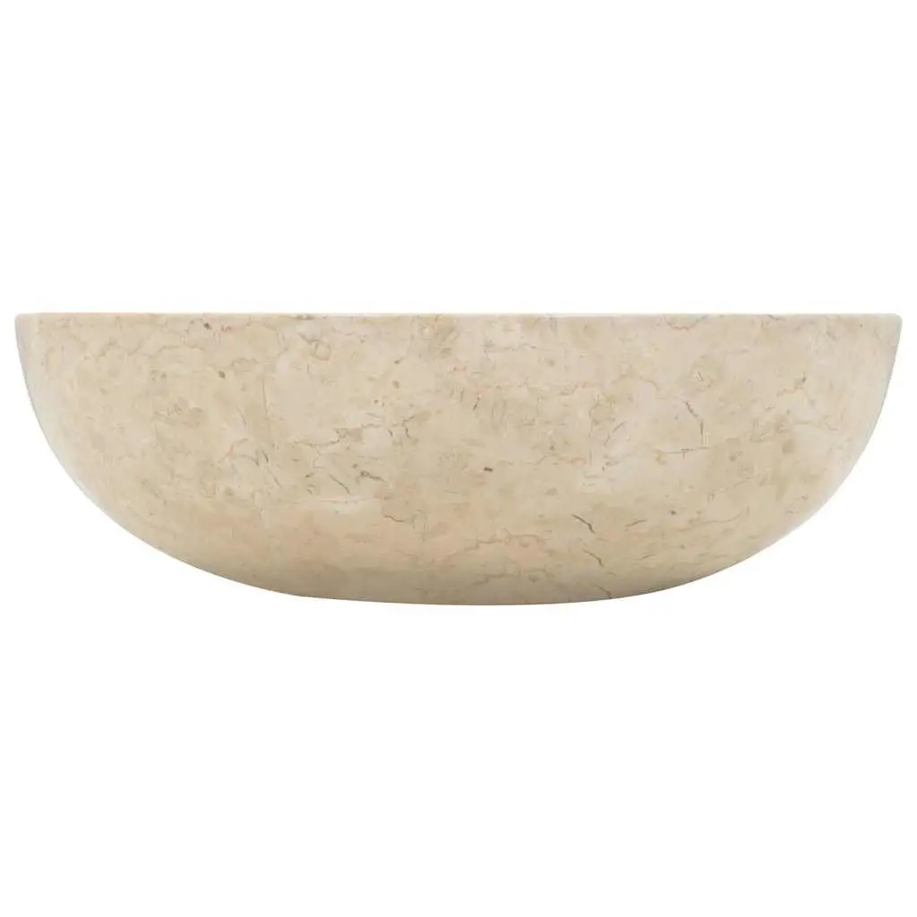 Bathroom Basin Sink 40x12 cm Cream Rectangular Handmade Natural River Stone