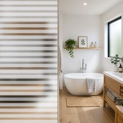 Window Film Frosted Stripes Privacy Frosted Design 0.9 x 10 m PVC White